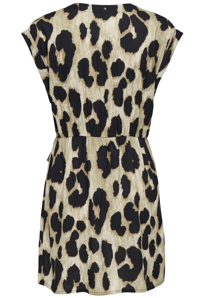 ONLMINDY S/S KNOT V-NECK DRESS WVN 15359135 TAPIOCA